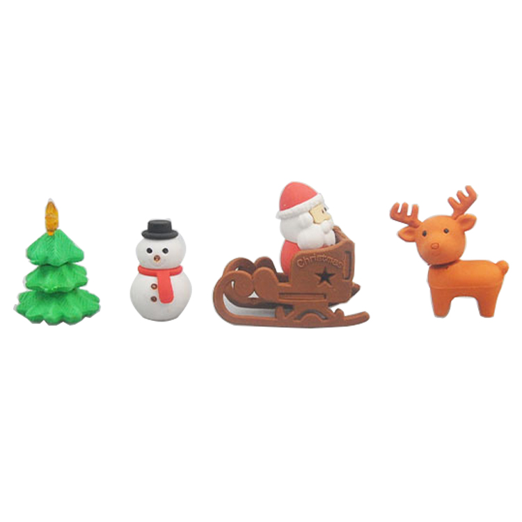 Hight Quality Christmas Santa Elk Shape Rubber Eraser School Supplies Stationery Set Kawaii Cute Erasers