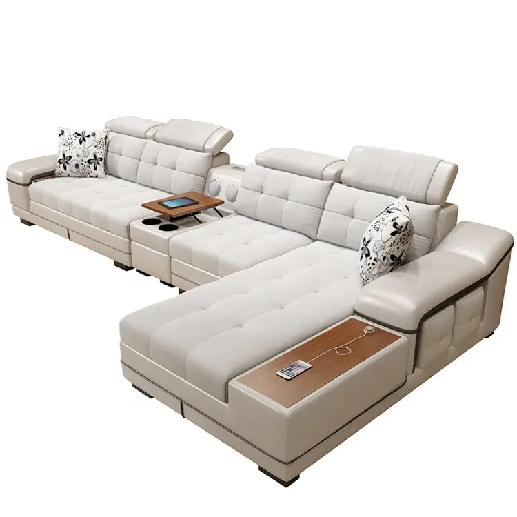 Wholesale L Shaped Genuine Leather PU Sofa Sectional Corner Sofa Set 7 Seater Couch Living+Room+Sofas