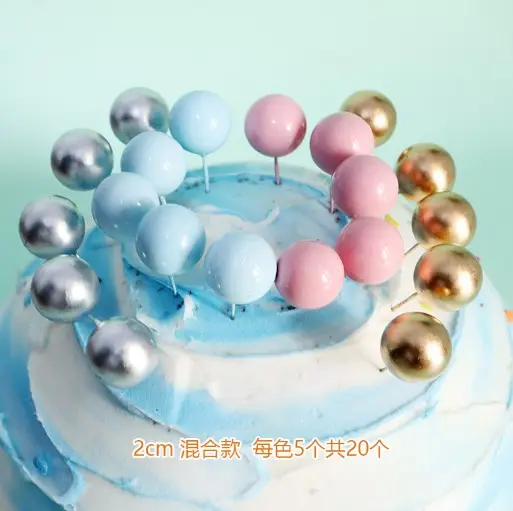 Hot Cake Decorating Tools Cupcake Plugin Happy Birthday Cake Decoration Round Gold Silver Blue Red Balls