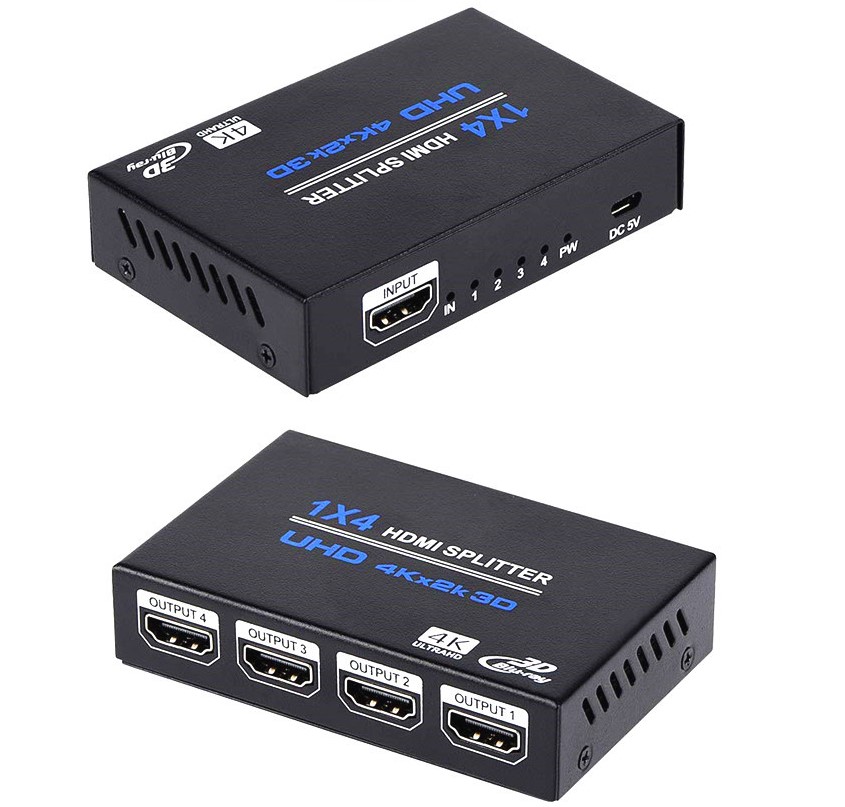 1 в 4 выхода HDMI 1,4 сплиттер 1X4 HD 1080P 3D 4X2K UHD Дубликатор Усилитель Переключатель HDMI сплиттер 1x4 для ПК HDTV BOX PS3 DVD