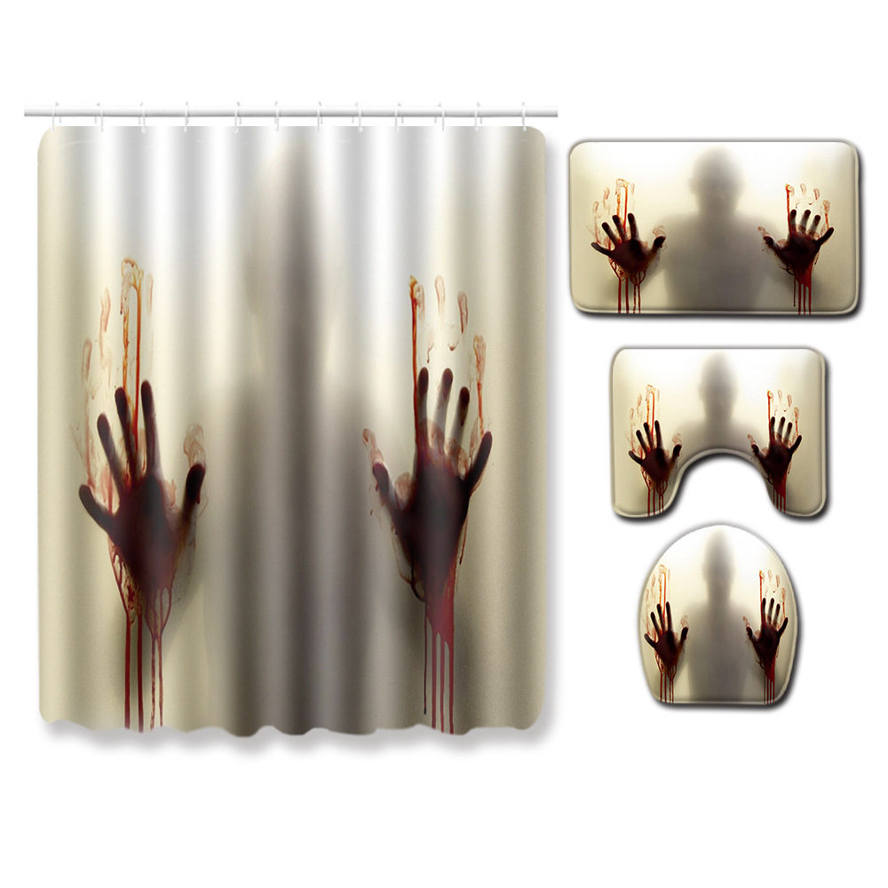 100% polyester new design custom curtain bath mat set shower curtain bath curtain