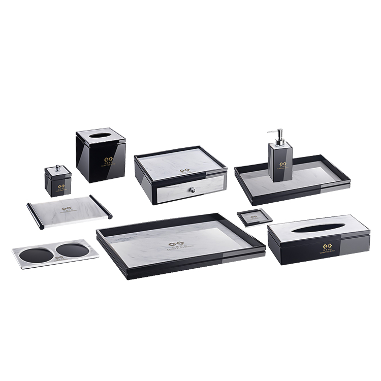 2021 popular design low moq custom hotel bedding room acrylic storage set