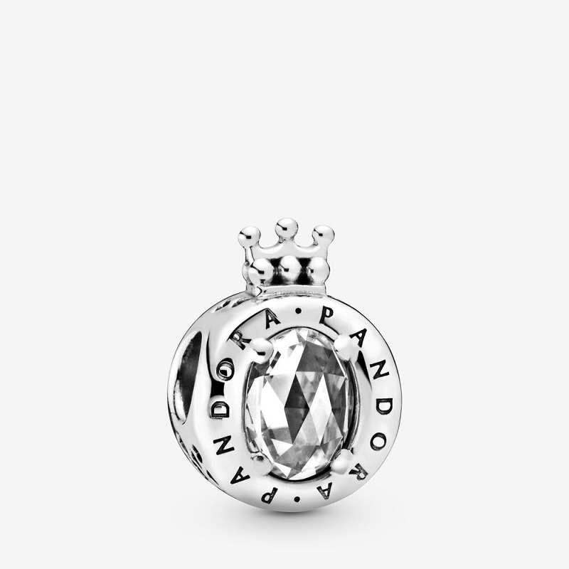 Прозрачная и синяя блестящая корона O Charm Популярный набор из двух прозрачных фианитов/синих кристаллов в гравировке подвеска корона regal bead