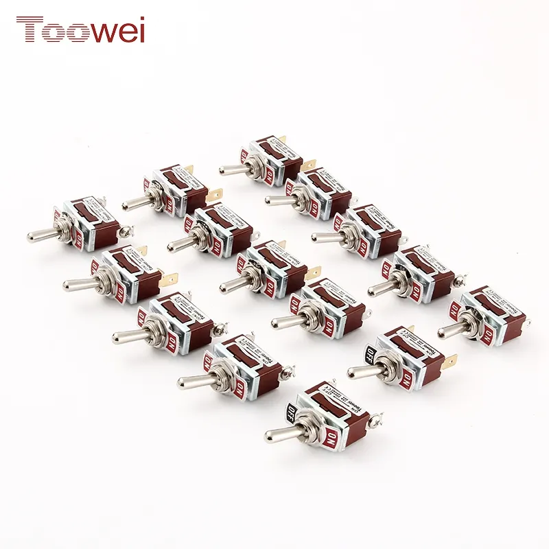 ON - OFF 2 Position Metal Handle Heavy Duty Rocker Toggle Switches 10A 250V 15A 125V AC Terminal Plastic Toowei T701FW