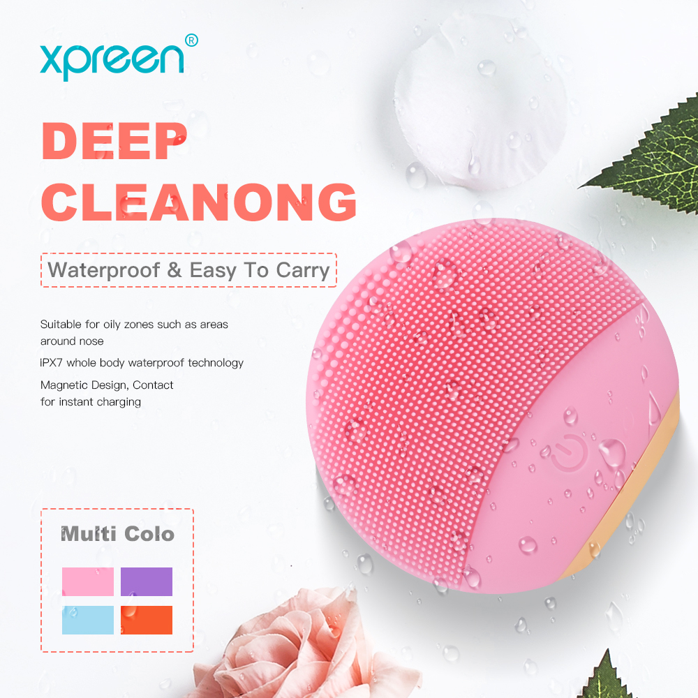 2020 Electric Silicone Face Cleaning Brush Facial Cleansing Sonic Vibration Pore Scrubber Brush