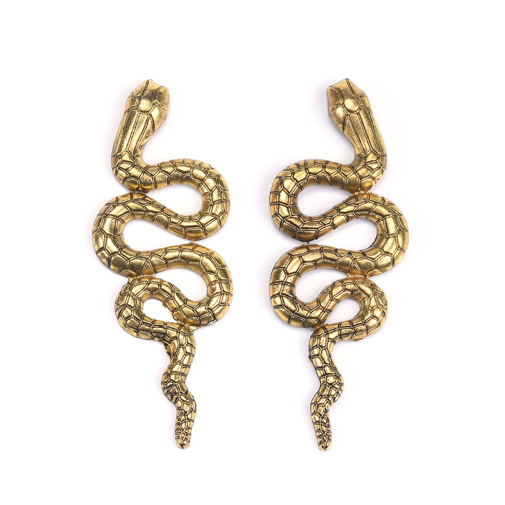 Trending 2021 sell well gold stud luxury custom design punk hip hop snake summer earrings