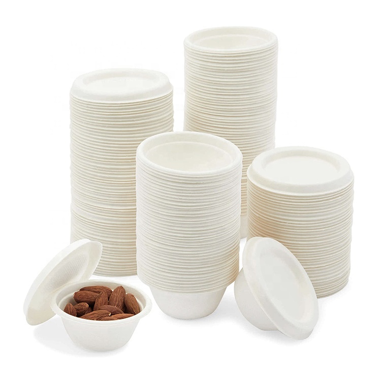Bagasse соус сахарного тростника мини биоразлагаемые одноразовые чашки с крышками