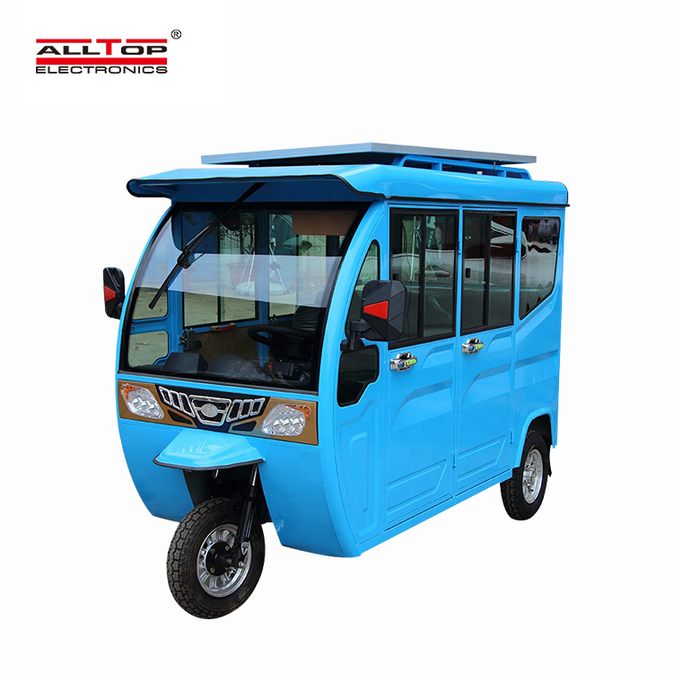 Three Wheels Cargo Motorcycle Rickshaw Fully Enclosed Mobility Scooter Solar Electric Tricycle