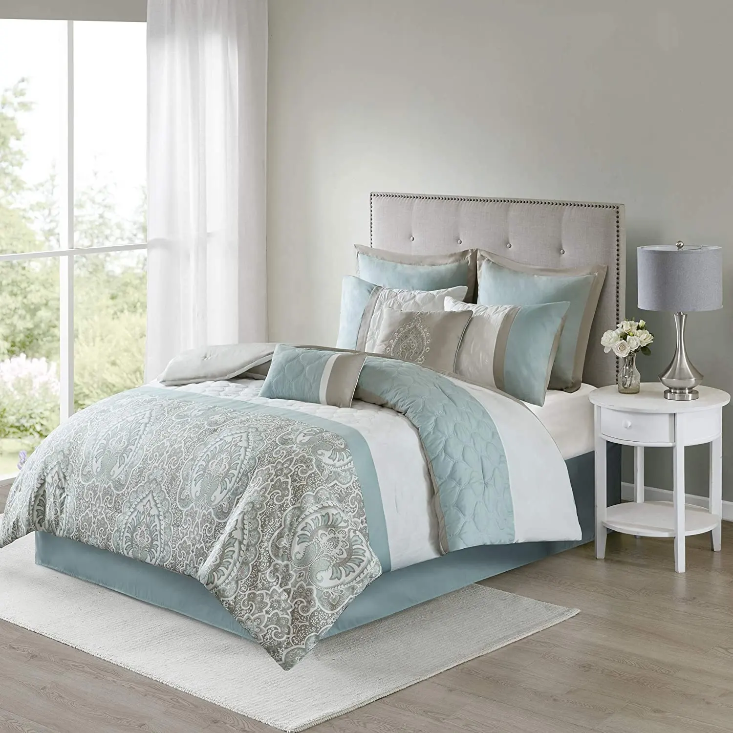 Wholesale Cheap Custom Comforter Reversible Printed 7 Piece Luxury Bedding California King Size Comforter Sets