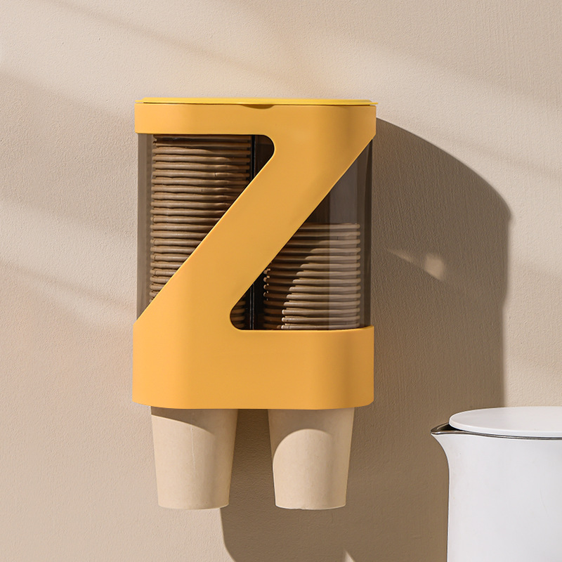 Disposable cup remover punch-free hotel restaurant public places plastic dust-proof water dispenser double-tube paper cup holder