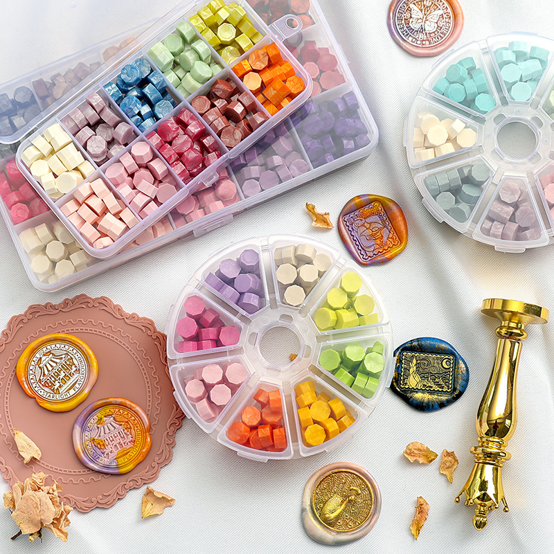 Изготовленный на заказ diy 8 ячеек 160 штук круговая пластиковая коробка Красный воск уплотнения бусины комплект ювелирных изделий с набор восковых печатей комплект