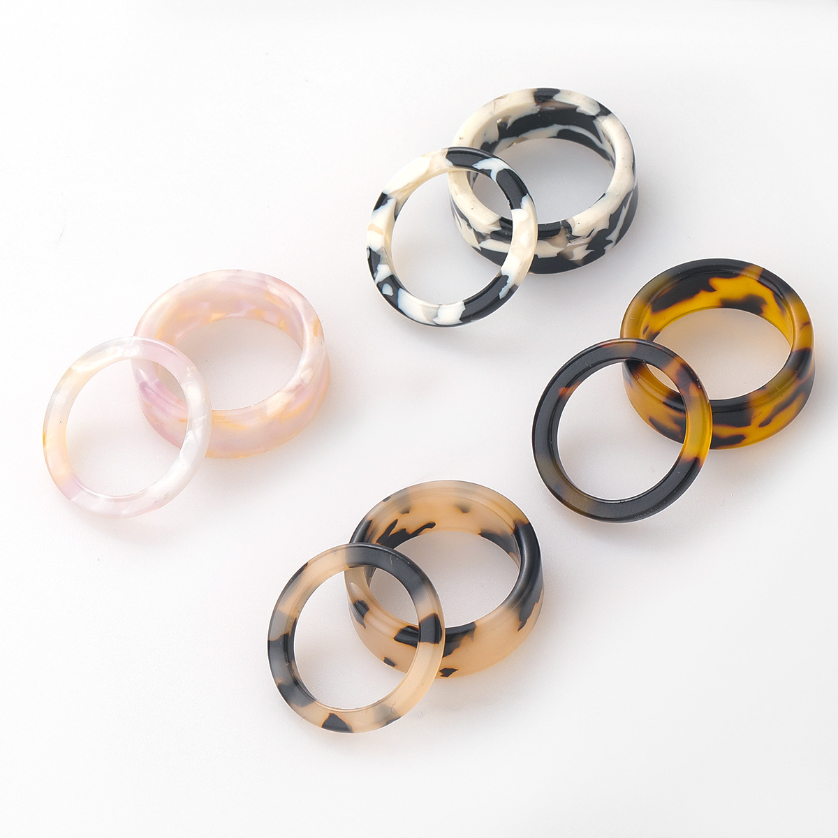 Big Square Geometric Aesthetic Women Jewelry Twisted Trendy Braided Leopard Chunky Korean Marble Resin Rings