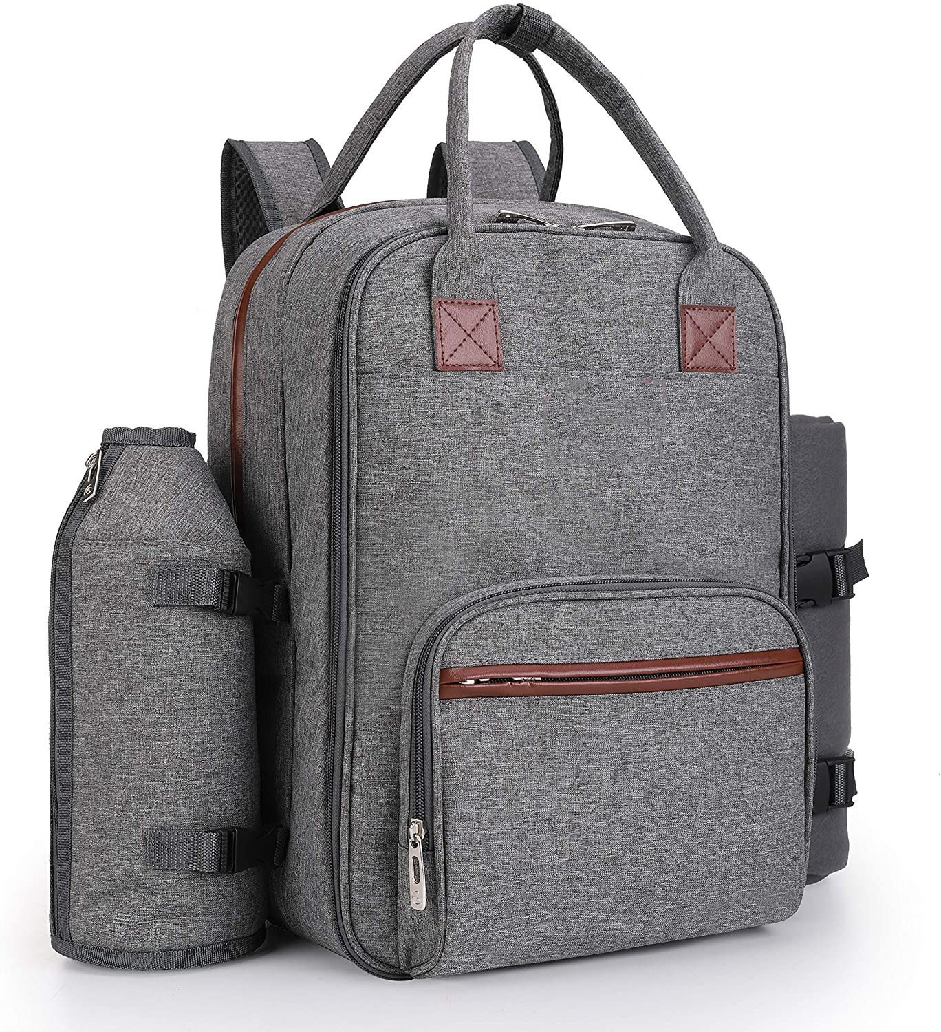 Portable Waterproof Extra Large Cooler Bag Picnic Backpack Bag with Complete Cutlery Set For 4 Person