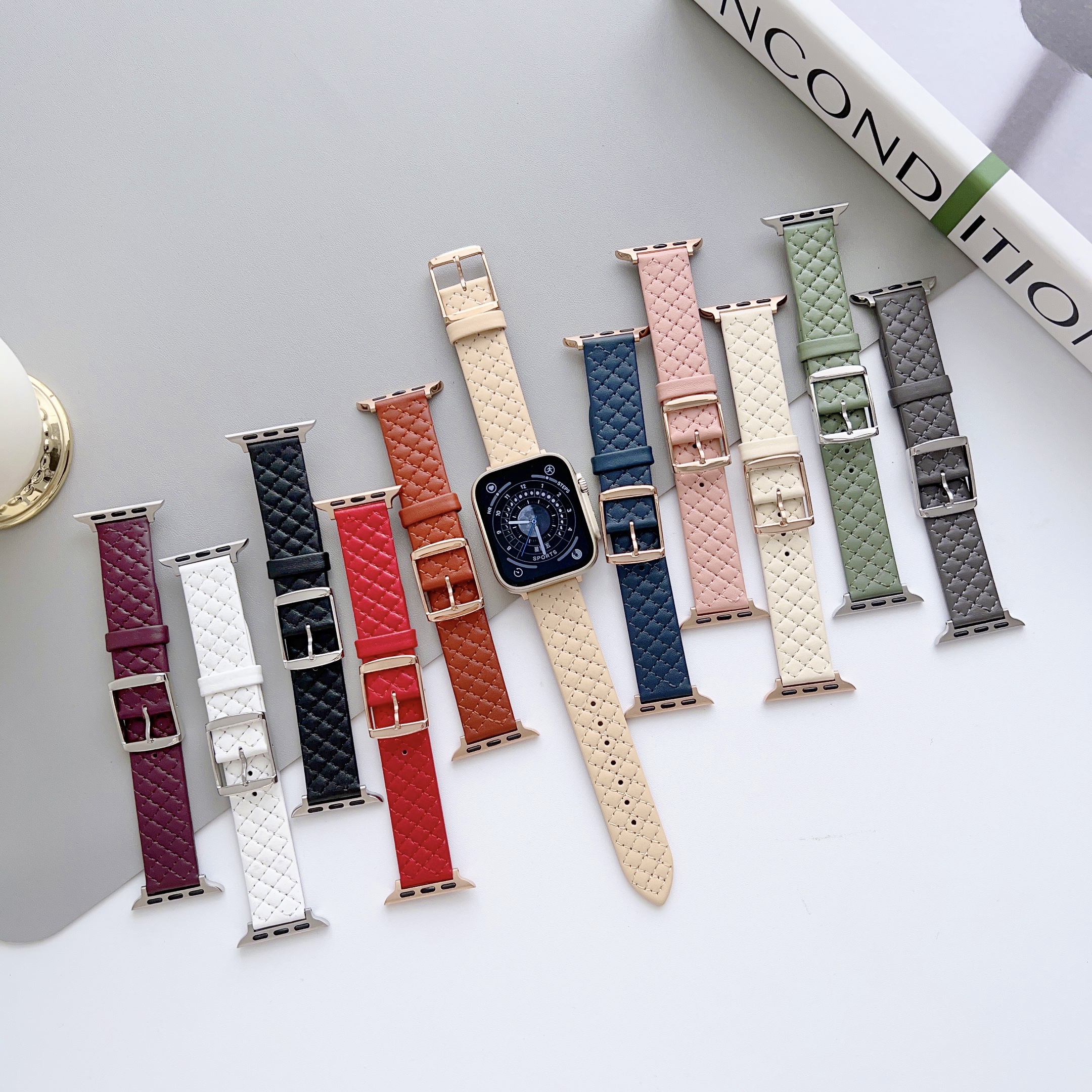 Ремешок сетчатый для Apple Watch Series 3 4 5 6 7 8 SE, сменный Браслет из искусственной кожи для iWatch Smart Watch 41 42 44 45 мм