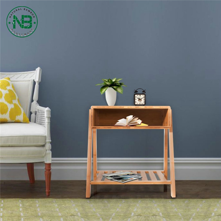 Wholesale Side Table Open Storage Shelf Bedside Cabinet bamboo bedside table for Bedroom