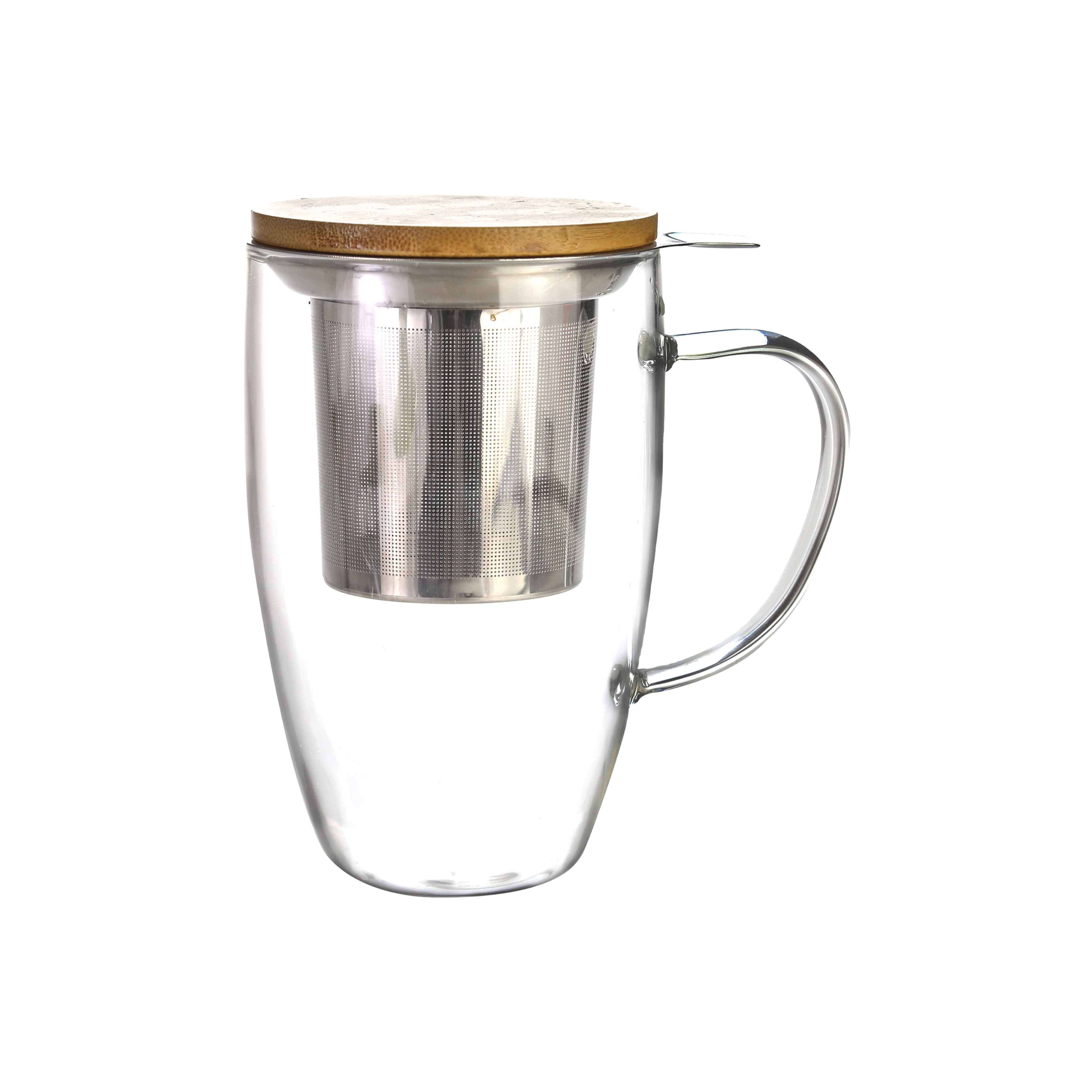 Original design reusable tea glass mugs water cup with handle and food grade filter