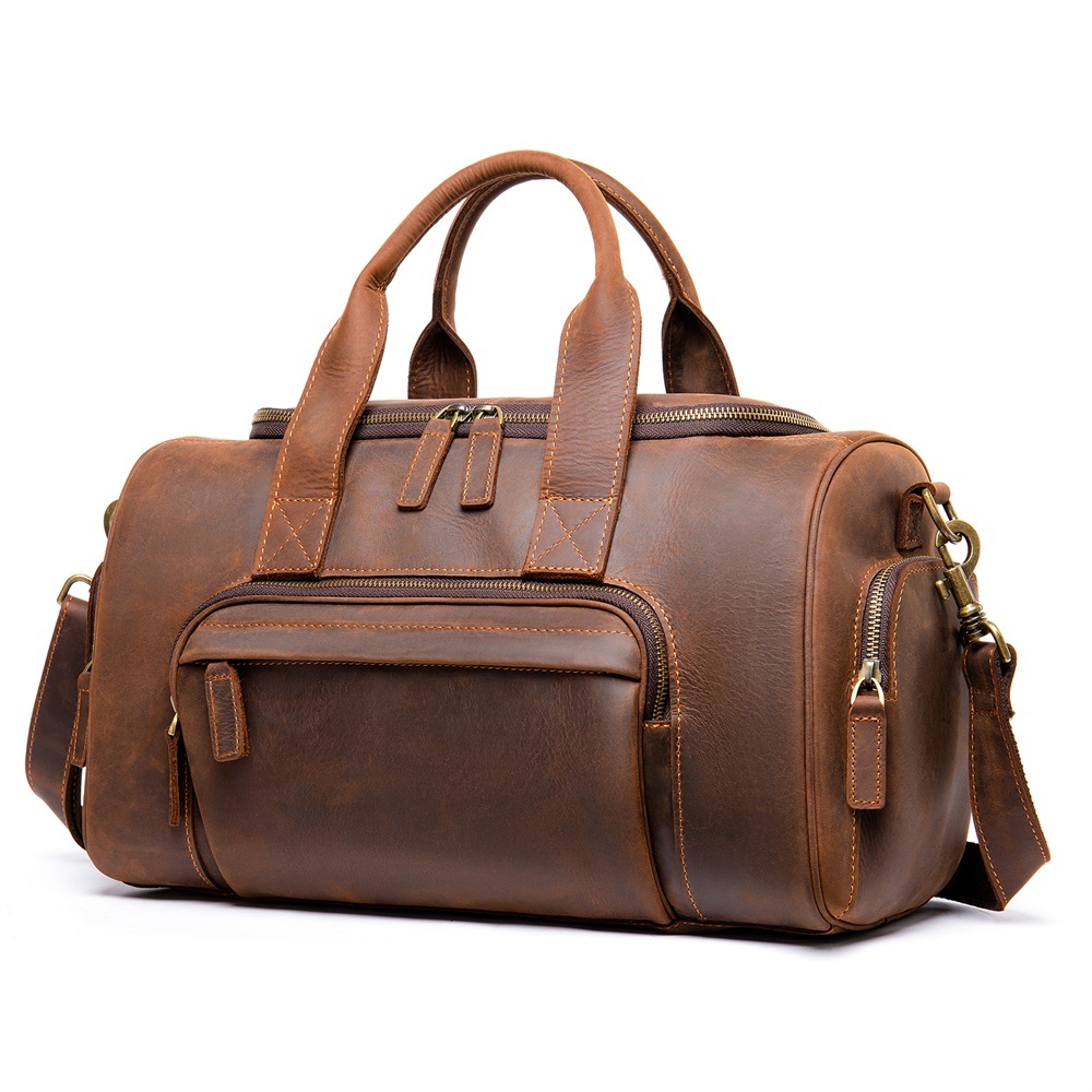Westal vintage High Quality OEM Genuine Leather luggage Men large computer Travel Bags For Men