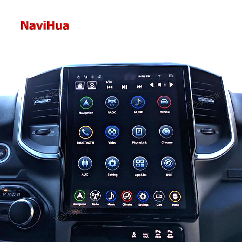 Автомобильный DVD-плеер NAVIHUA с сенсорным экраном Tesla для Dodge RAM 2019 +, автомобильное стерео радио, видео, мультимедиа, GPS-навигатор, монитор Carplay