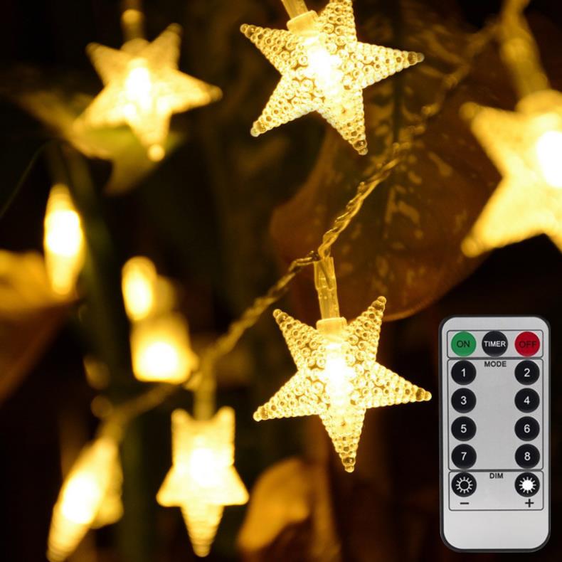 New 3m LED String Lights Five-pointed Star Shape Remote Battery For Festival Decoration