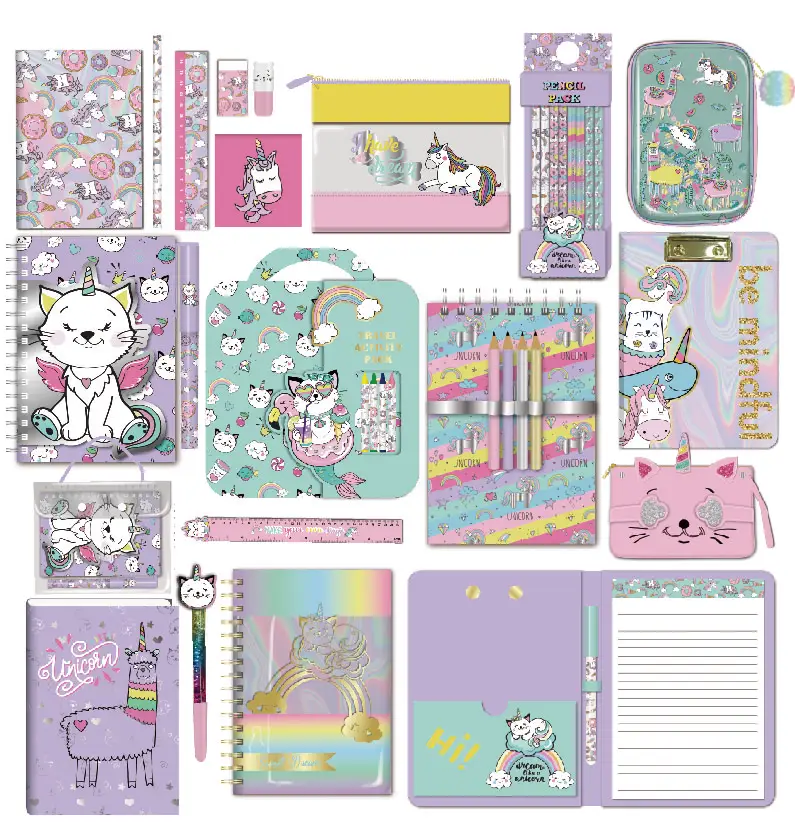 Custom fancy cute kawaii stationary gift set wholesale kids children girls school stationery set for gift