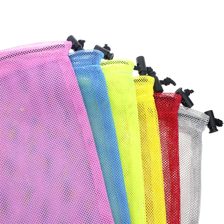 Custom Size and Logo Printing Golf Training Aid Accessories Products polyester fabric Drawstring Golf Ball Mesh Bag Golf Pouch