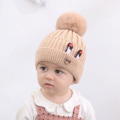 Baby Knitted Pom Pom Winter Beanies Cartoon Crazy Hats Children Pompom Beanie Hat For Kids