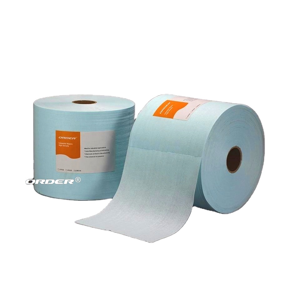 Turquoise Aperture cellulose polyester Heavy Duty cleaning oil industrial cleaning wipes