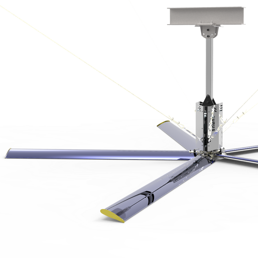 24FT HVLS малошумный двойной масляный уплотнитель, большой промышленный потолочный вентилятор с 5 лезвиями Airfoil