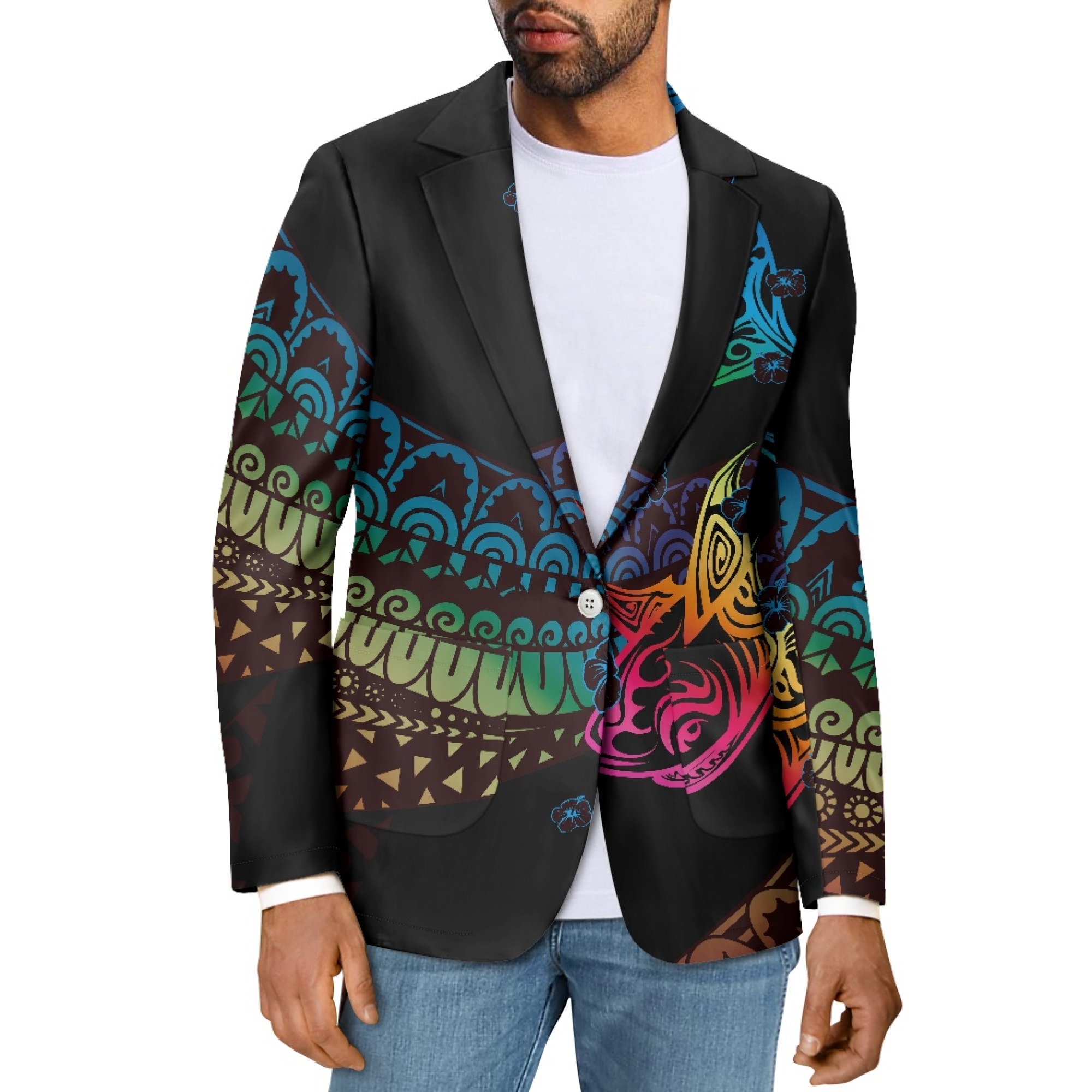 Hot Products Men's Casual Blazers Print on Demand Custom Polynesian Style Fashion Exquisite Slim Fit Mens Suit