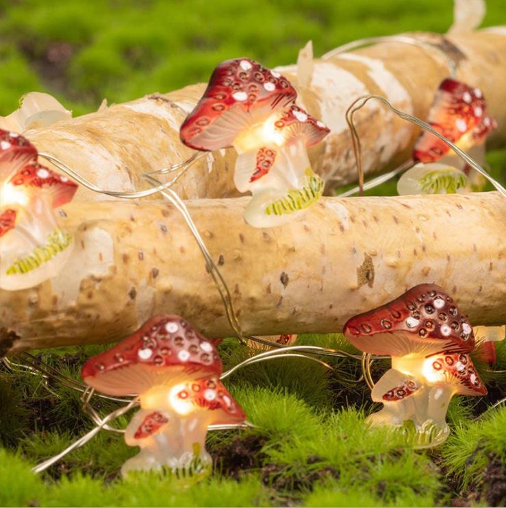 Hot Sales 5m LED String Lights Mushroom Lamp Remote Control Battery Powered Festival Decoration