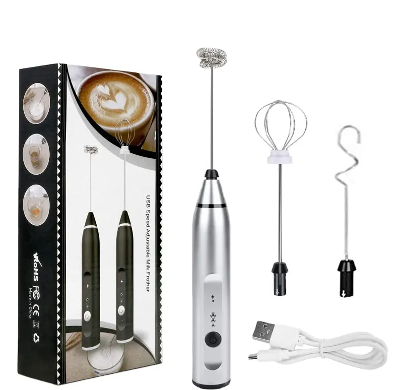 WDD599 USB Rechargeable Handheld Milk Frother Multifunctional Coffee Latte Hand held Electric Egg Beater 3 Speeds Mni Blender