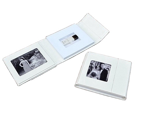 Изготовленный вручную на заказ кожаный тканевый USB флэш-накопитель упаковочный футляр с фоторамкой