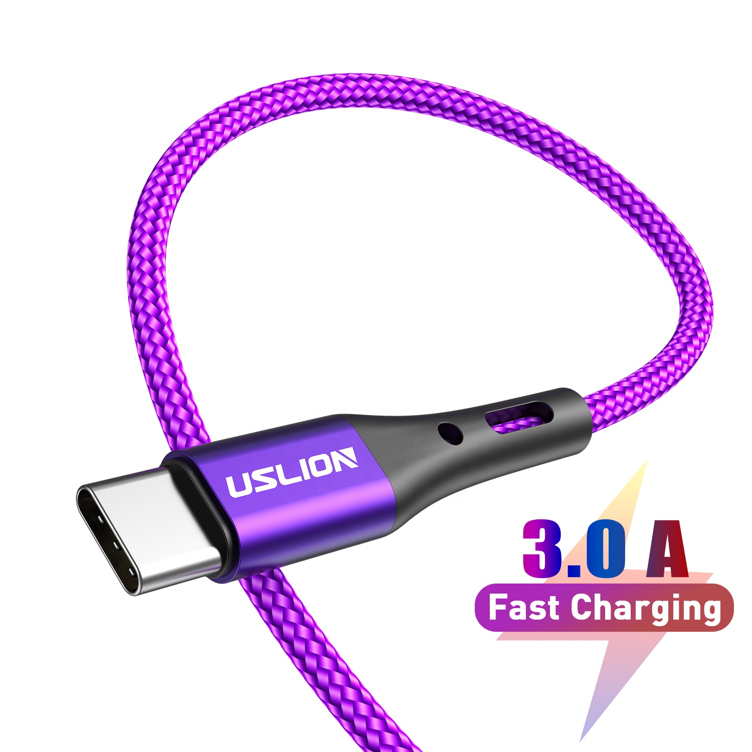 USLION Fast Charging Cable Charge Cable Aluminum Heavy Duty USB C Type C Cable Data Snyc Charger Braided For Samsung