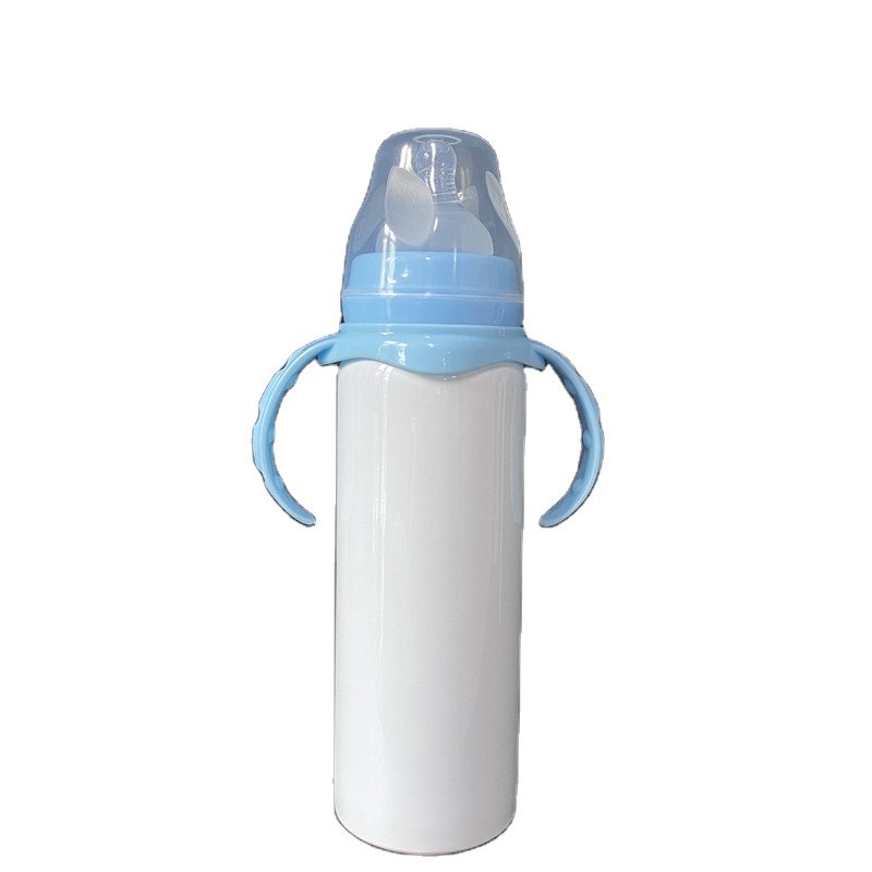 8oz white blanks sublimation kid sippy bottle BPA Free Water Bottle for baby with handle Insulated White Baby milk bottle