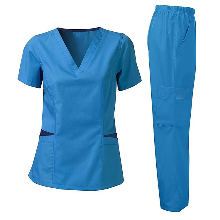 2020 Custom Polyester Cotton Spandex Scrub Suit Designs For Hospital uniform Women