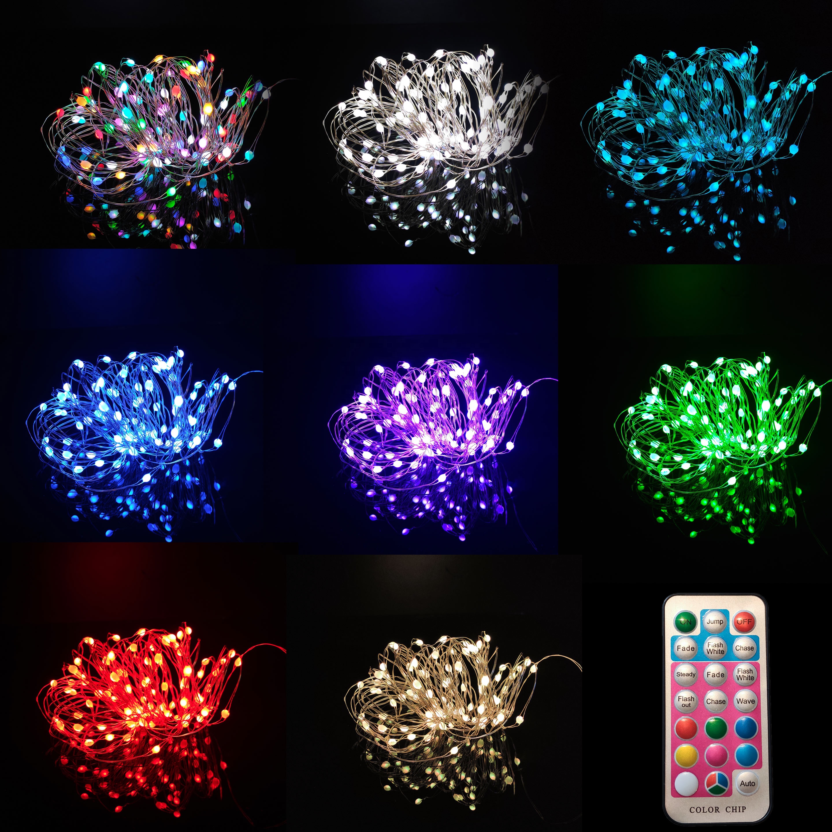 33FT 100 яркая лампа USB для помещений 21 ключ RGB Рождество праздник светодиодная гирлянда с пультом дистанционного управления