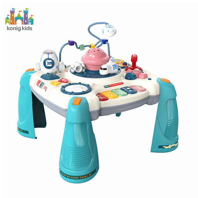 Konig Kids Hot Sell On Amazon 2 in 1 Baby Mutifunctional Activity Center Educational Table Early Learning Musical Desk Bebe Jugu
