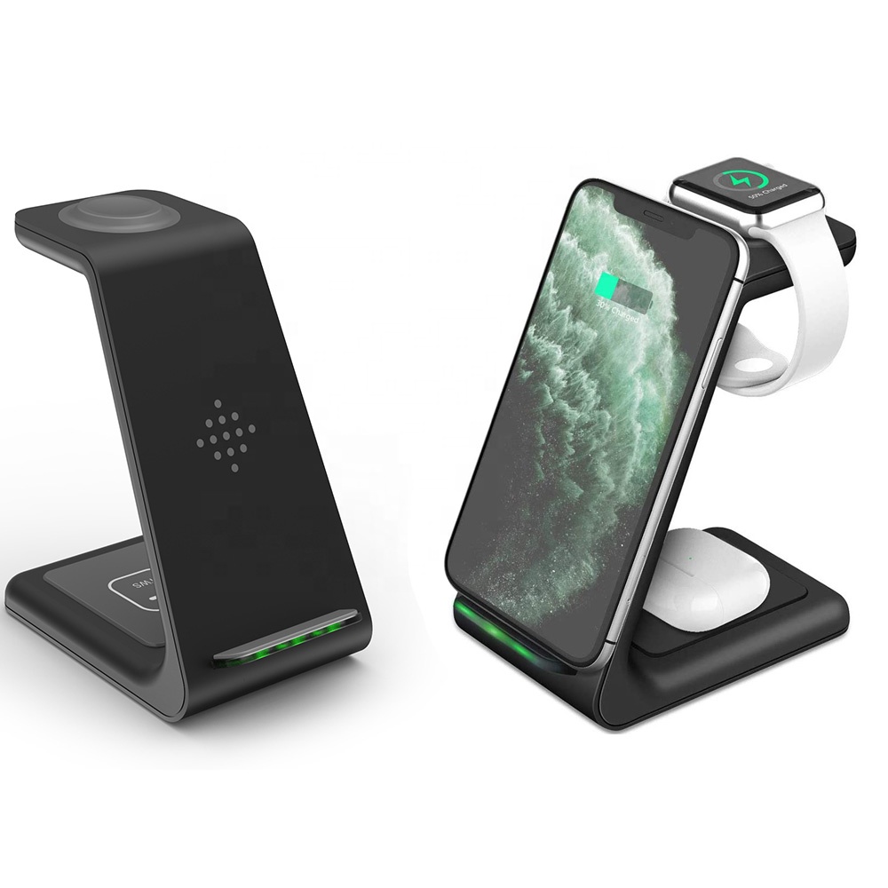 QI 10 Вт Быстрая зарядка для iPhone Pro зарядная док-станция для Apple Watch 5 4 Airpods Pro Беспроводная зарядная подставка 3 в 1 Беспроводное зарядное устройство