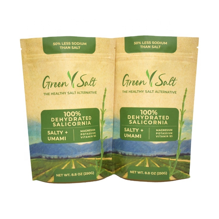 Custom Printed 8oz 9oz 100% Compostable Biodegradable Cornstarch Kraft Paper Stand up Packaging Bags