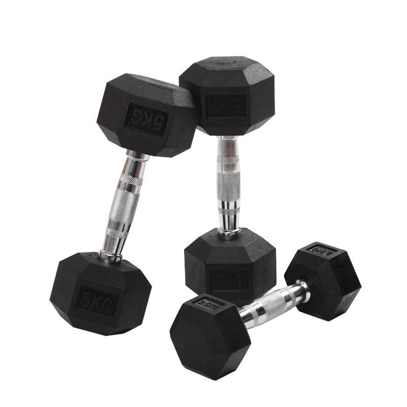 2020 hot sale Black Rubber hexagonal Hex Dumbbell