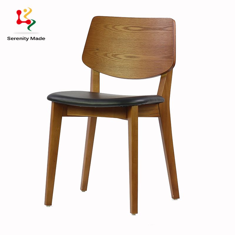 High quality wooden cafe dining chairs restaurant with seat pad