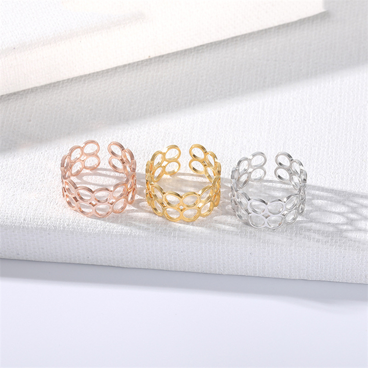 Simple And Unisex Hollow Double Ring Stainless Steel Adjustable Ring Opening Ring Available From Stock