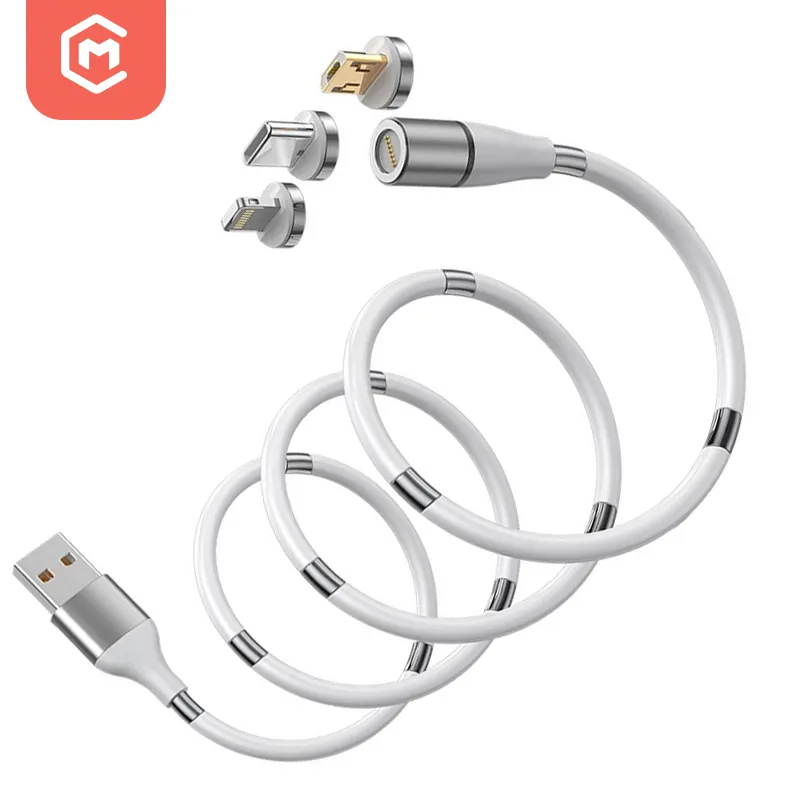 Boyi 3 in 1 Magnetic Charging Cable 3A SuperCalla Self Winding Organizing Easy Coil Data Cable