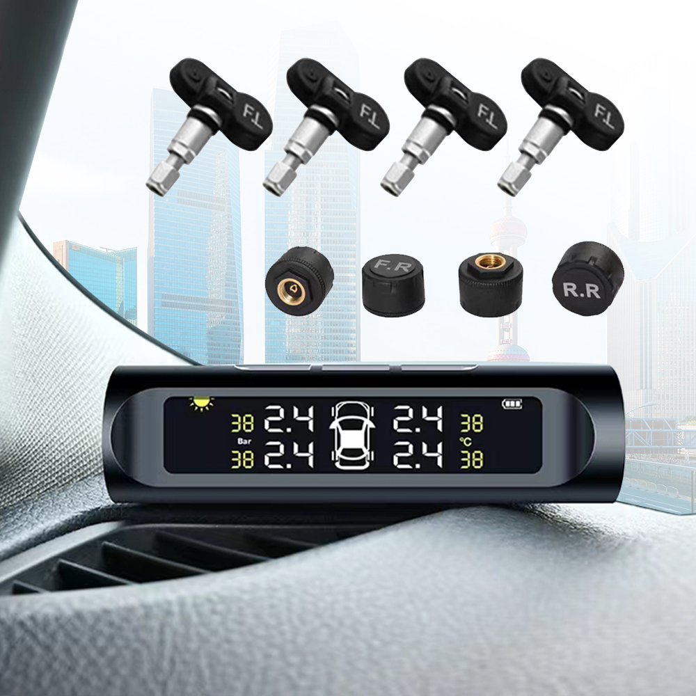 Беспроводная система контроля давления в шинах Tpms, высокоточный 4-кратный датчик давления в шинах с солнечной зарядкой в режиме реального времени