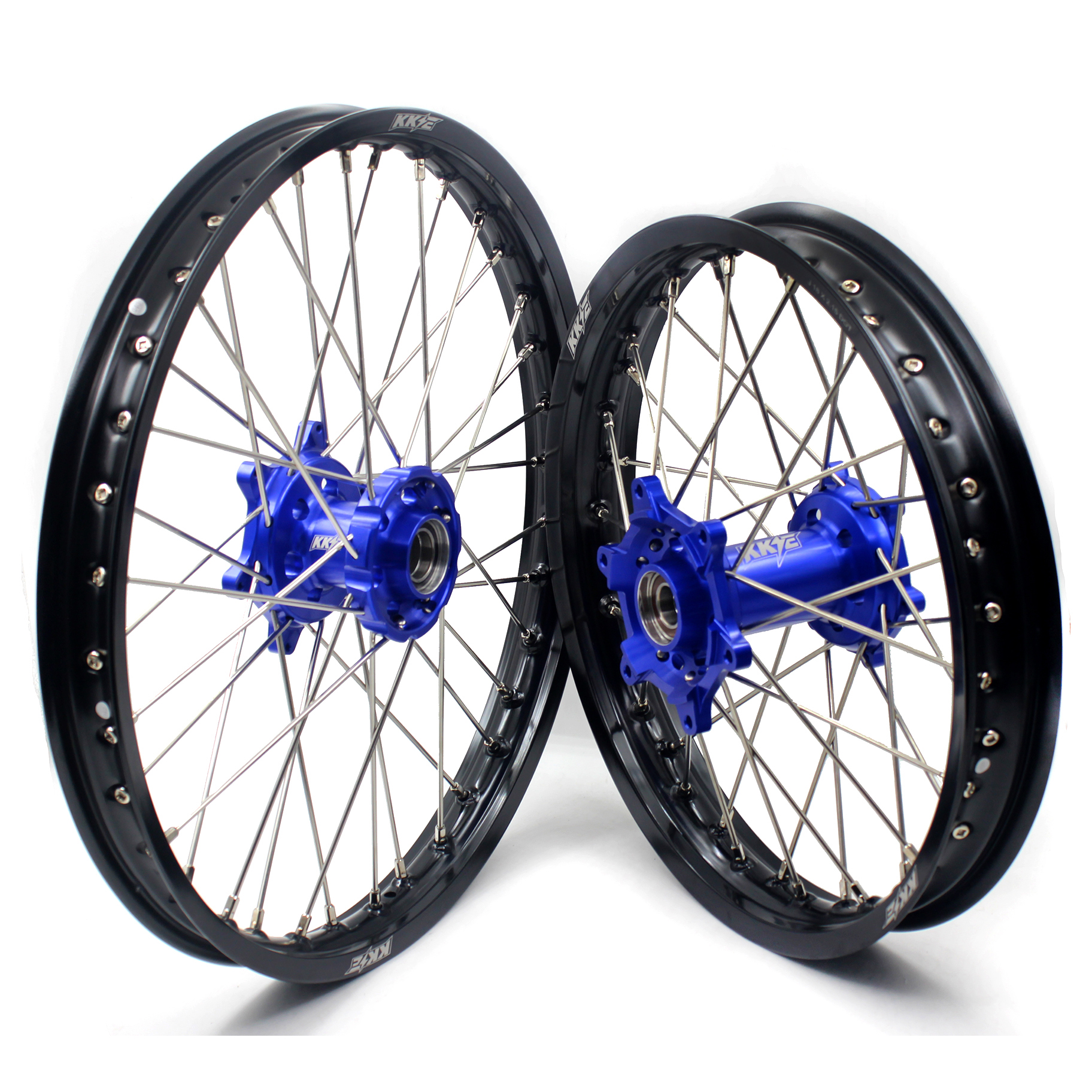 Колесные диски KKE 21/19 для мотоцикла CNC MX Supermotard, совместимы с KTM 125 450 EXC SMC SXF Blue Hub Black Rim