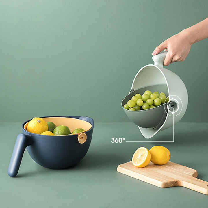 Wholesales Hot Selling Original Design New Product double layers Vegetable Fruit Washing Bowl for Kitchen Plastic Drain Basket