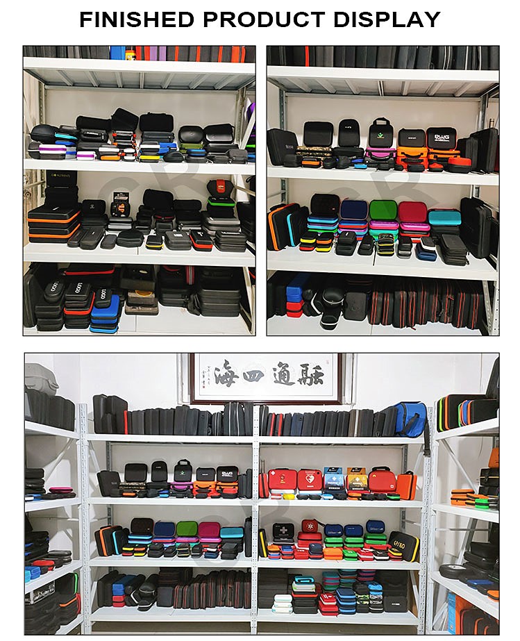Wholesale knitted fabric potable custom travel hard shell portable carrying eva zipper case with net pocket
