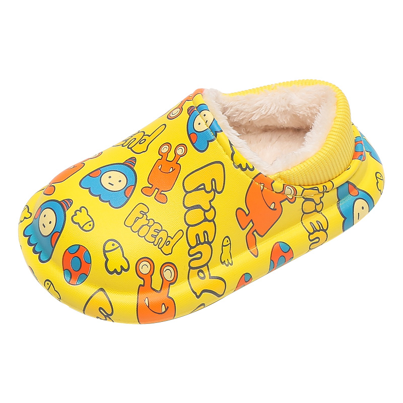 2021 Winter Children's Cute Cartoon Print Cotton Home Slippers Kids Waterproof Plush Warm Soft Indoor Shoes Boys Girls