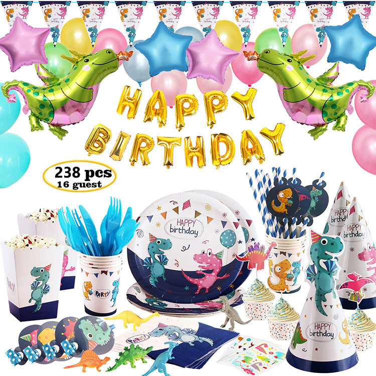 PARTYCOOL, 16 динозавров, товары для вечеринок, баннер на день рождения, тарелка для кексов, набор посуды для дня рождения