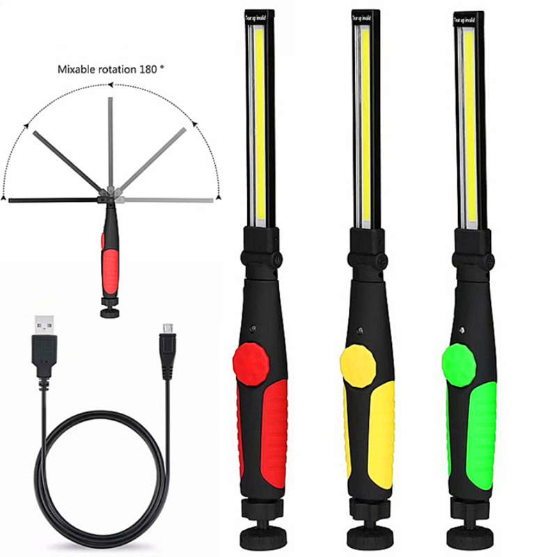Rotatable COB Work Lamps with Magnetic Base Ultra Bright LED Flashlight LED Rechargeable Work Light For WorkShop Car Repairing
